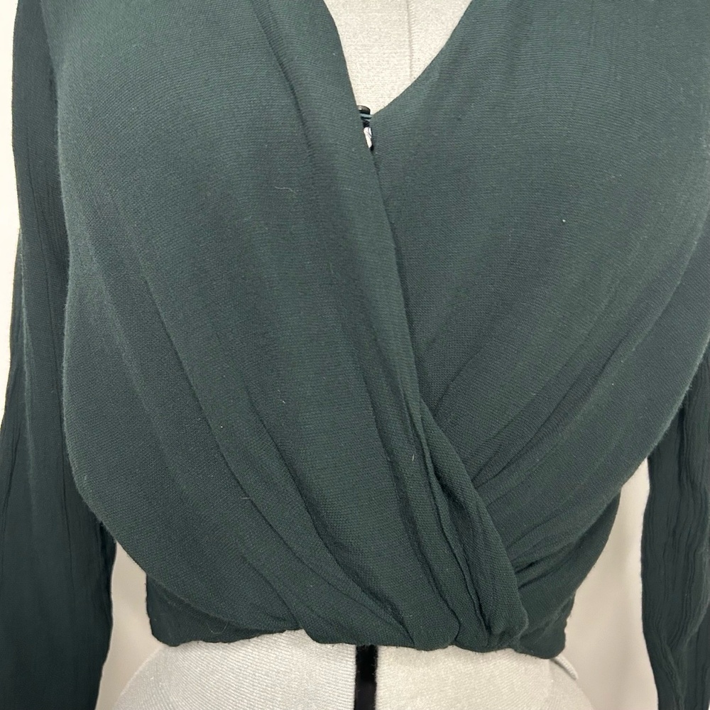 & Other Stories Dark Green Long Sleeve Wrap Effect Blouse Size 6 - Picture 2 of 7